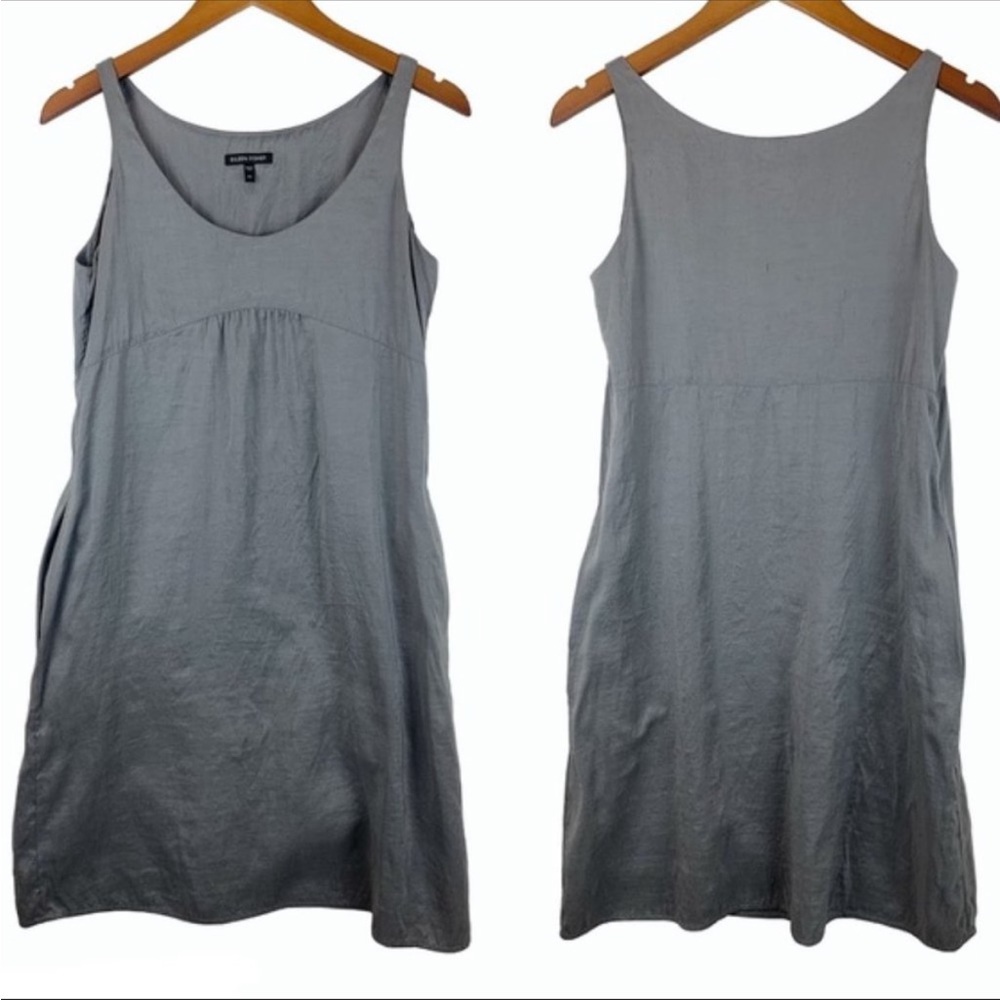 Eileen Fisher Gray Sleeveless Silk Dress XS $45